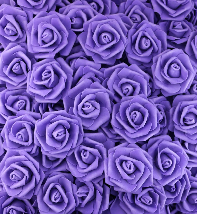 Lightingsky 3 x 1.6 x 3 inches 100pcs DIY Real Touch 3D Artificial Foam Rose Head Without Stem for Wedding Party Home Decoration (Dark Purple) - Image 2